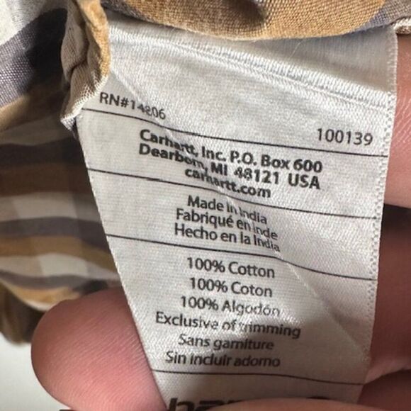 Carhartt Charcoal Gray / Red / White Plaid SS Button Top in Size 2XL - Picture 4 of 5